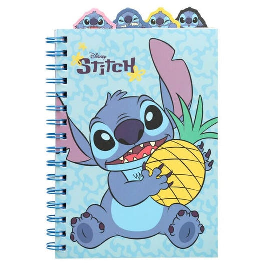 Cuaderno A5 Stitch Disney azul con piña y cuatro separadores