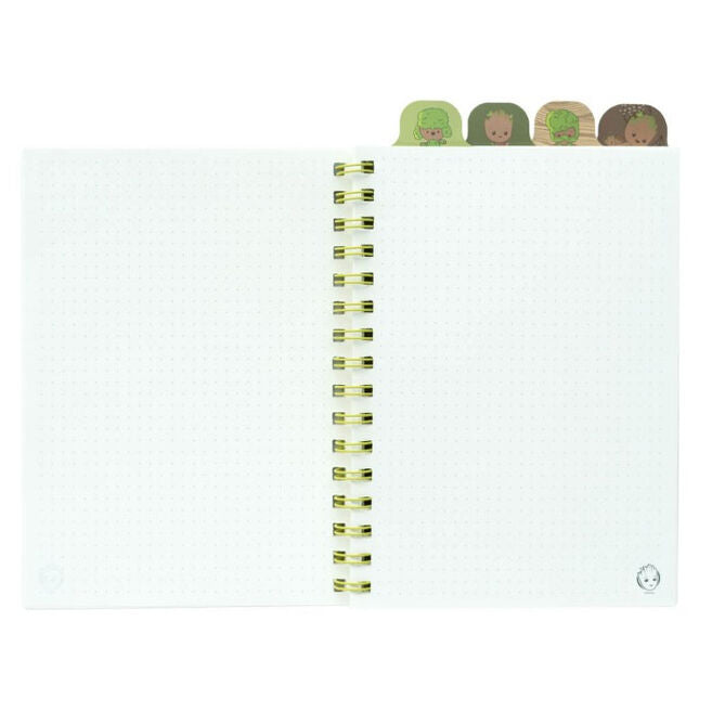 Cuaderno A5 de Groot Marvel verde con hojas y cuatro separadores - 2
