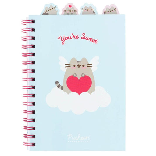 Cuaderno A5 Purrfect Love de Pusheen azul con corazón rojo