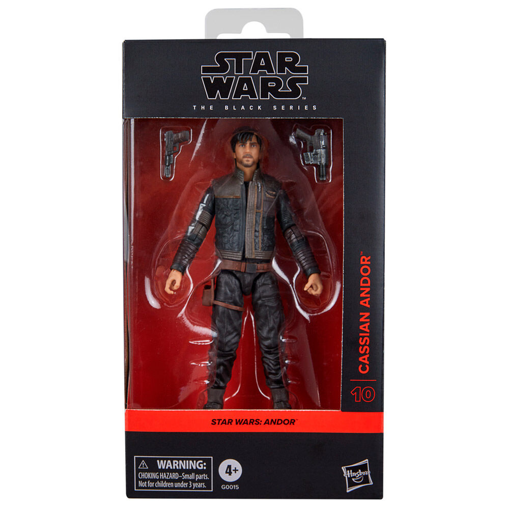 Figura articulada de Cassian Andor de Star Wars: Andor en su caja