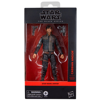 Figura articulada de Cassian Andor de Star Wars: Andor en su caja
