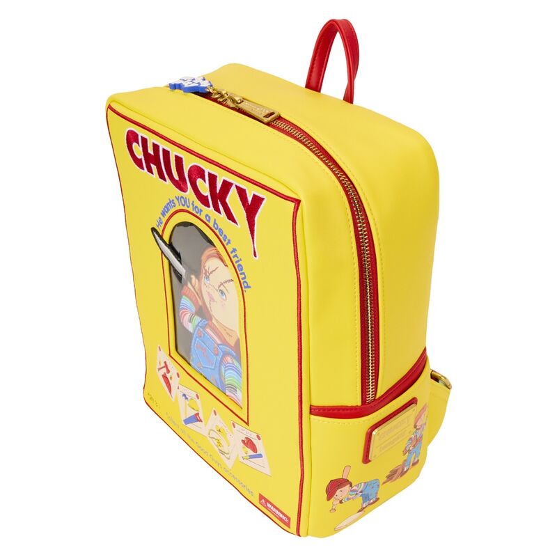 Mochila amarilla Loungefly de Chucky con ilustración frontal - 3