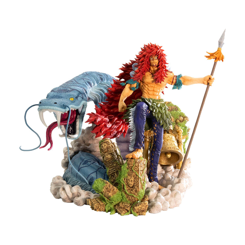 Figura Ichibansho de Kalgara de One Piece con lanza y criatura azul