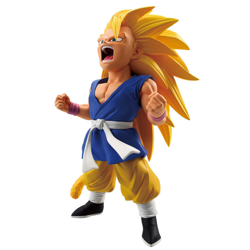 Figura de Son Goku en Super Saiyan 3 con uniforme azul y larga melena dorada - 3