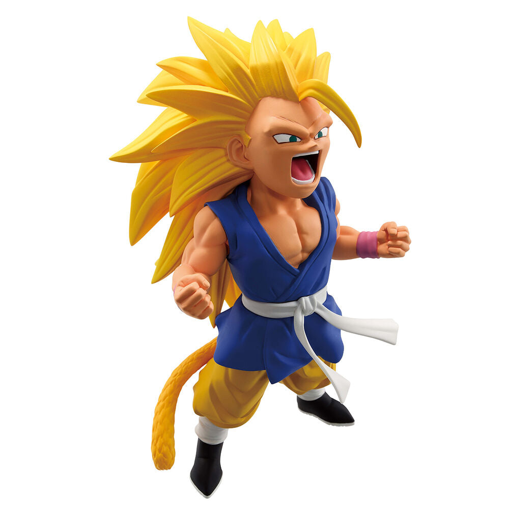 Figura de Son Goku en Super Saiyan 3 con uniforme azul y larga melena dorada - 4