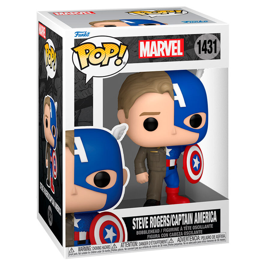 Figura Funko POP! de Steve Rogers como Capitán América en caja