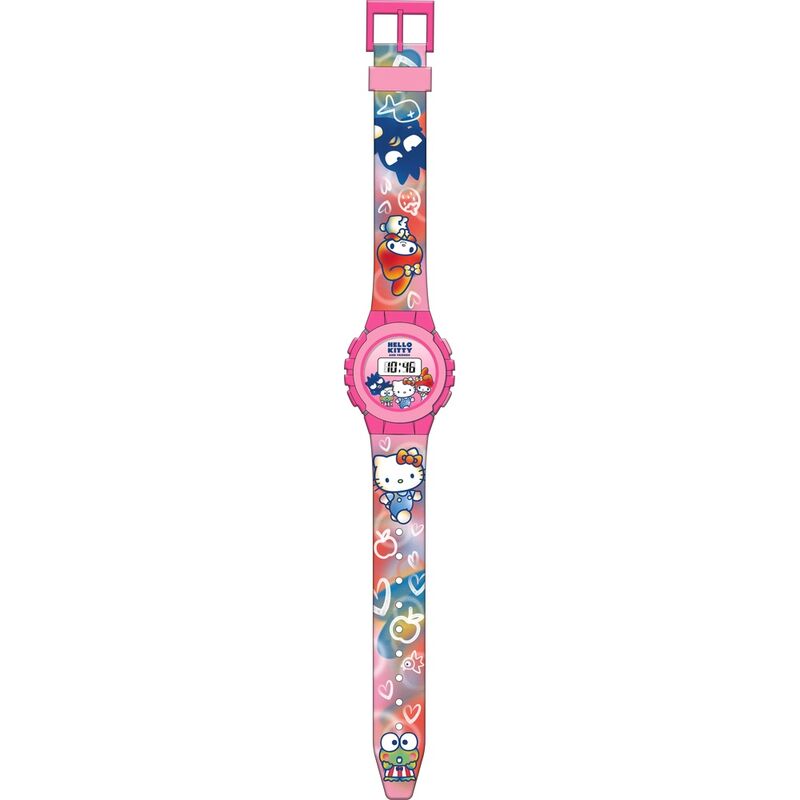 Reloj digital rosa de Hello Kitty con correa estampada
