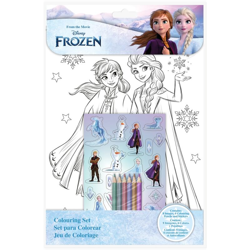 Set para colorear Frozen Disney con lápices y pegatinas
