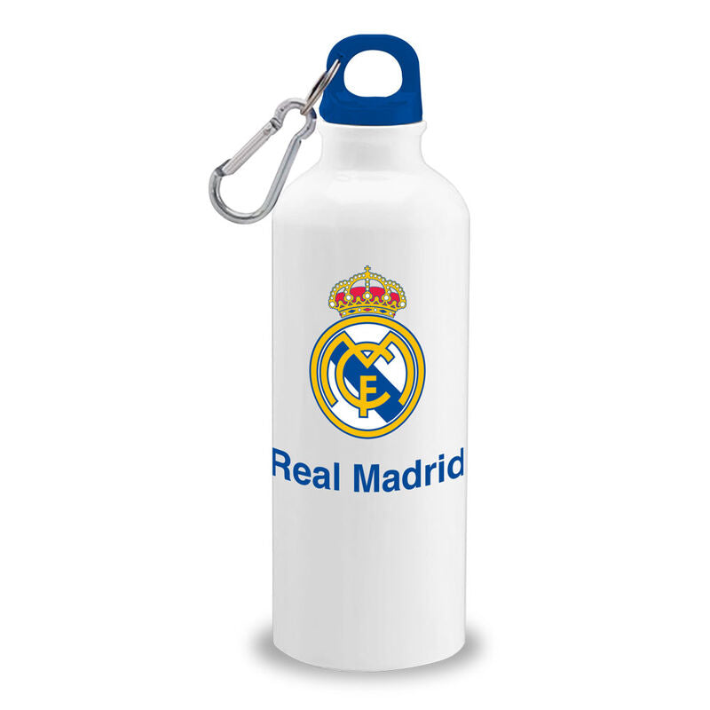 Cantimplora de aluminio blanca del Real Madrid de 500 ml con mosquetón