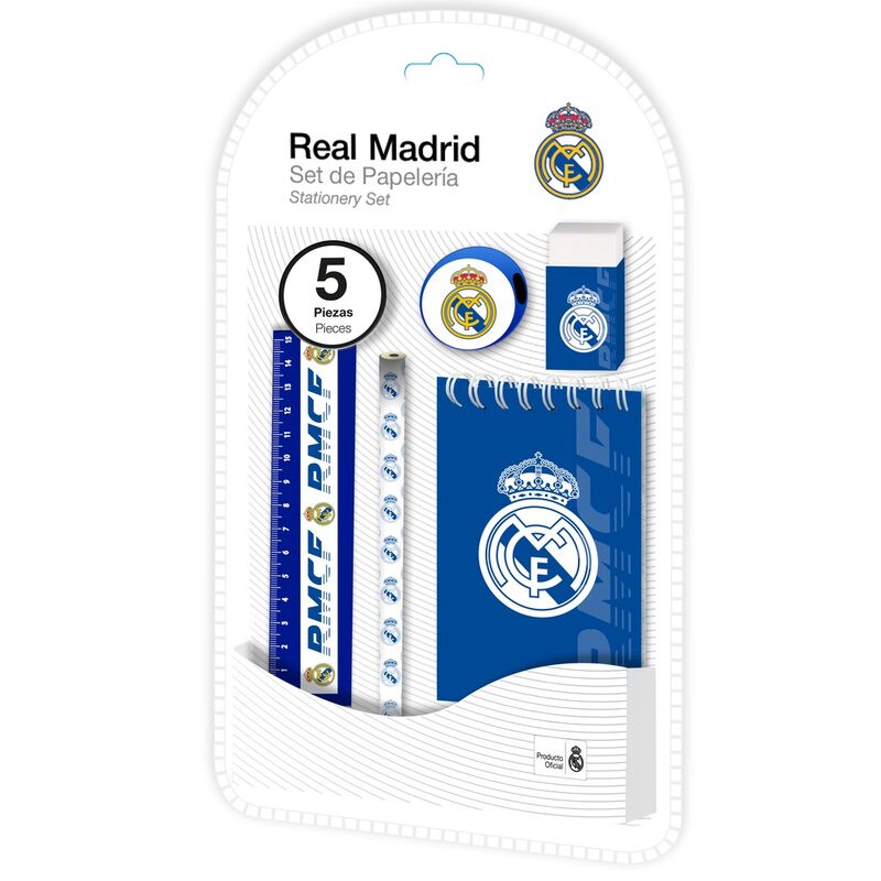 Set de papelería Real Madrid de 5 piezas en azul y blanco