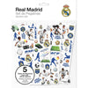 Set de cinco hojas de pegatinas del Real Madrid con escudos y motivos de fútbol