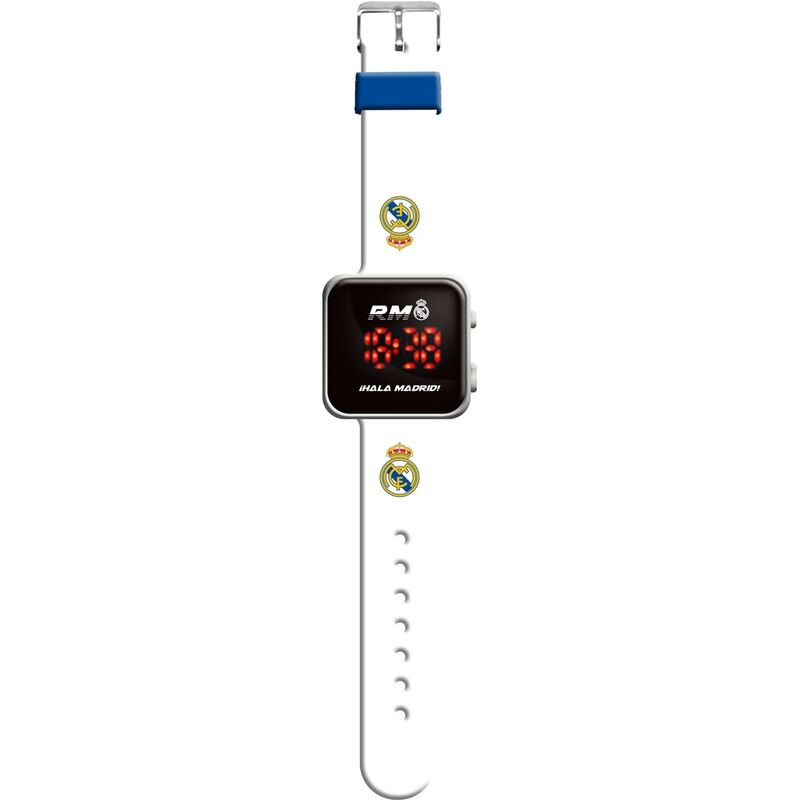 Reloj LED Real Madrid con correa blanca y escudo - 2