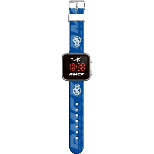 Reloj LED azul del Real Madrid con pantalla digital roja