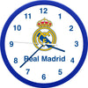 Reloj de pared azul del Real Madrid con escudo central