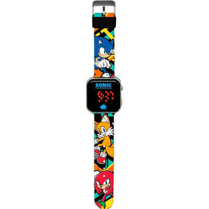 Reloj LED de Sonic the Hedgehog con correa multicolor y personajes