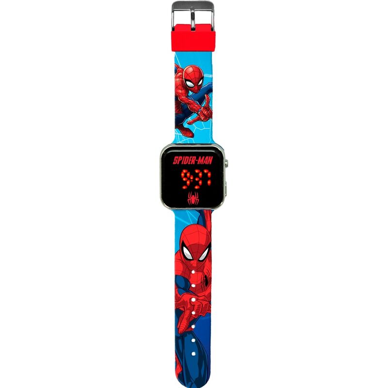 Reloj LED Spider-Man Marvel con correa azul estampada