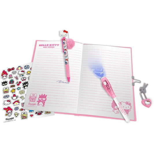 Set de diario rosa Hello Kitty con dos bolígrafos, candado y adhesivos - 2