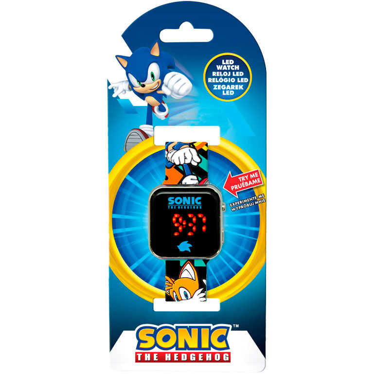 Reloj LED de Sonic the Hedgehog con correa multicolor y personajes - 2