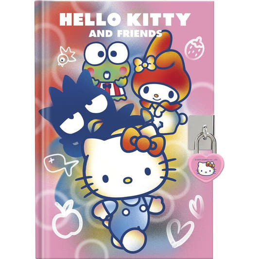 Set de diario rosa Hello Kitty con dos bolígrafos, candado y adhesivos - 3