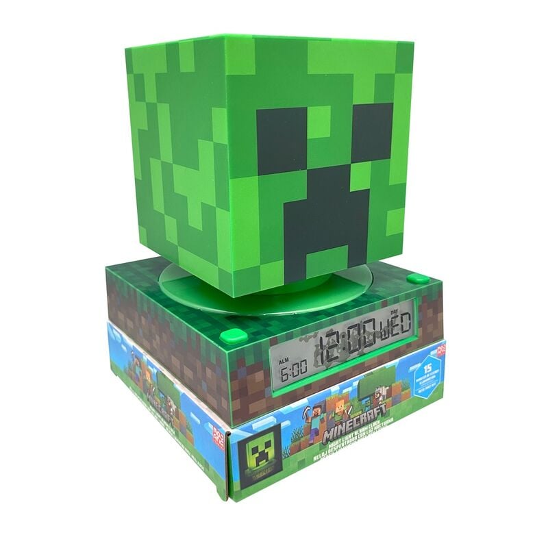 Lámpara 3D de Minecraft con despertador digital y diseño de Creeper - 3