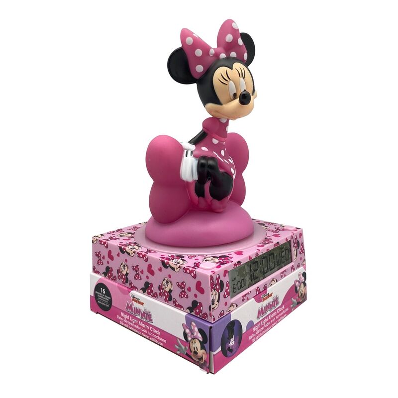 Lámpara 3D rosa de Minnie Disney con despertador digital - 3