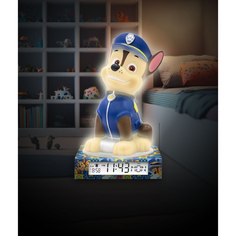 Lámpara 3D de Chase Paw Patrol con despertador digital - 3