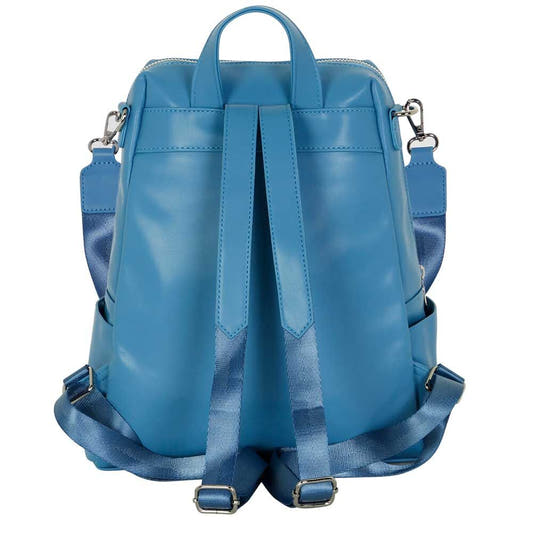 Mochila azul Disney Stitch con lengua roja y flores tropicales - 6
