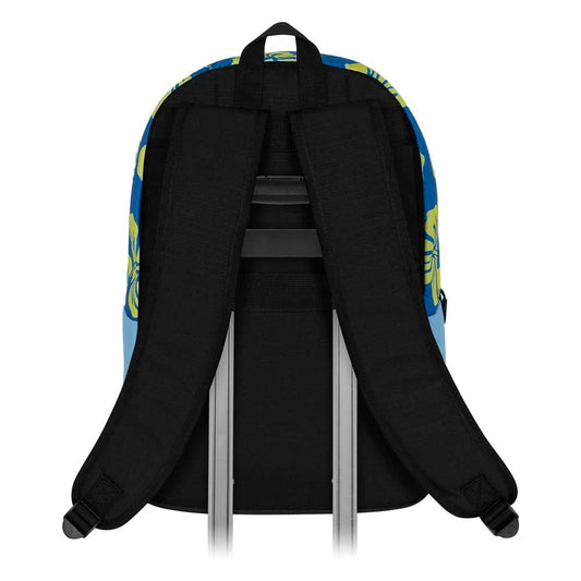 Mochila azul Stitch Disney con estampado tropical y bolsillo frontal - 3