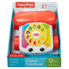 Teléfono de juguete Fisher-Price con cara, disco numerado y auricular rojo