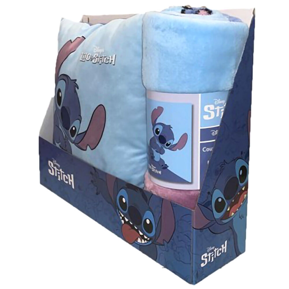 Set de manta polar y cojín Stitch Disney en azul - 3