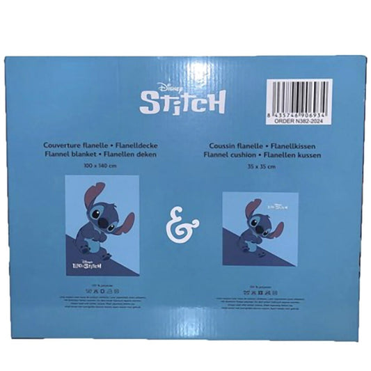 Set de manta polar y cojín Stitch Disney en azul - 4