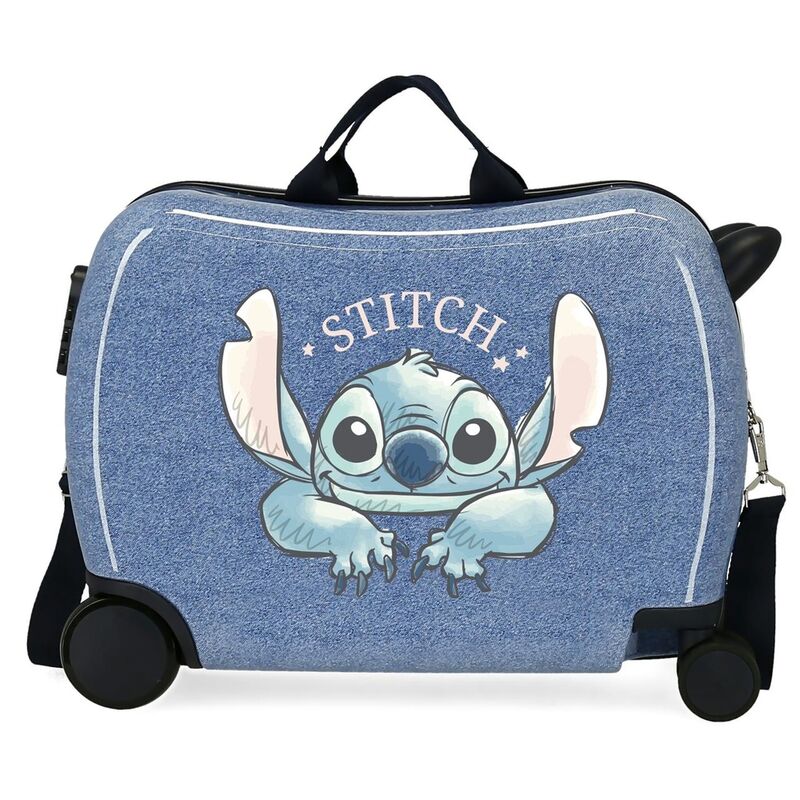 Maleta ABS azul Stitch Disney con ruedas y bandolera