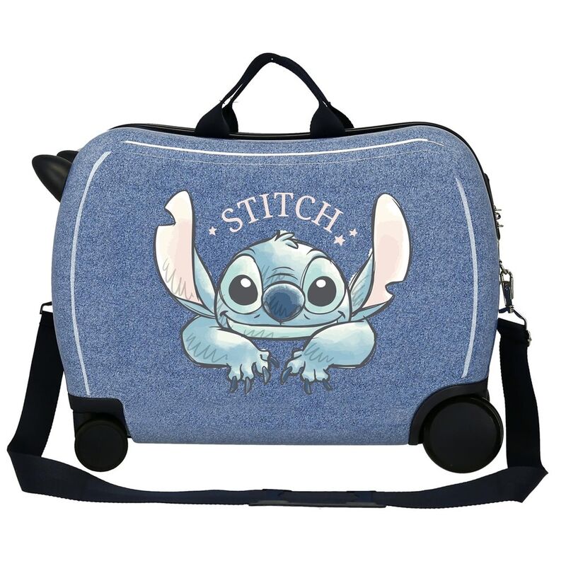 Maleta ABS azul Stitch Disney con ruedas y bandolera - 3