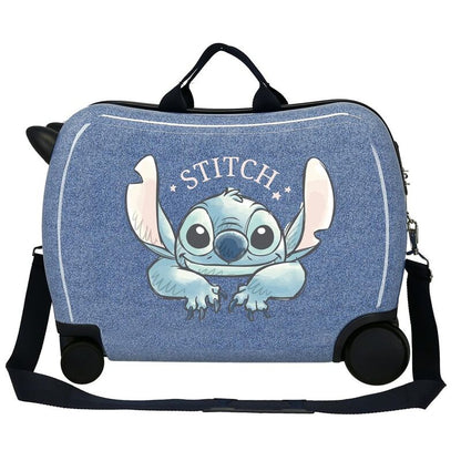 Maleta ABS azul Stitch Disney con ruedas y bandolera - 3