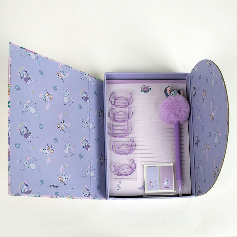 Set de papelería Stitch Disney con bloc, bolígrafo y estuche lila - 2