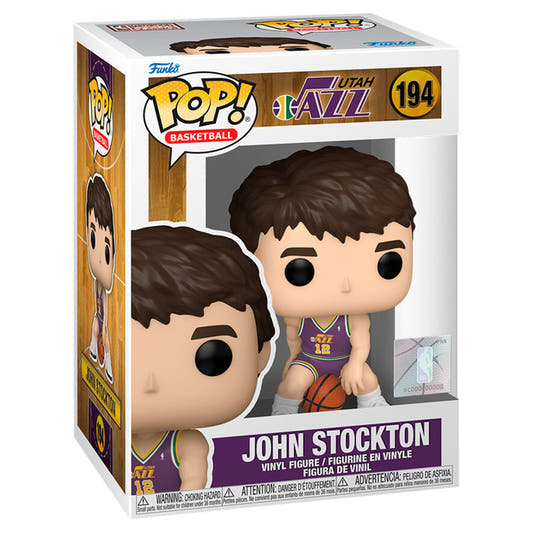 Figura Funko POP! de John Stockton con uniforme de los Utah Jazz y balón