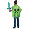 Capa verde de Creeper con espada pixelada de Minecraft
