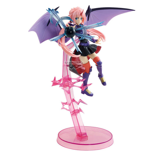 Figura de Milim Dragon Form de Banpresto con alas moradas y base rosa