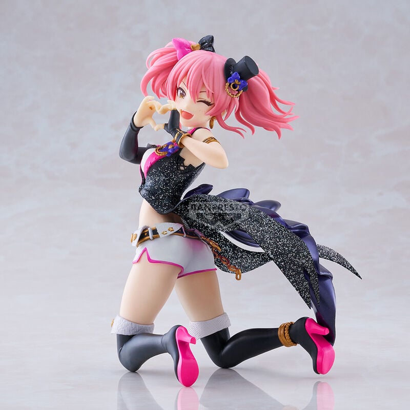 Figura de Mika Jougasaki de Idolmaster con cabello rosa y vestuario negro brillante - 2