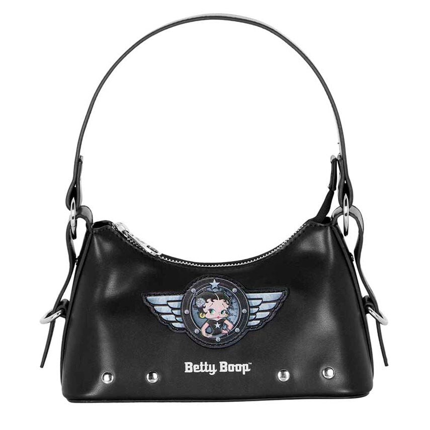 Bolso de hombro negro Motor Love con diseño de Betty Boop