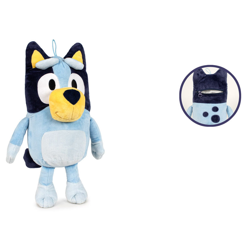 Peluche guarda pijama de Bluey de 35 cm con abertura posterior