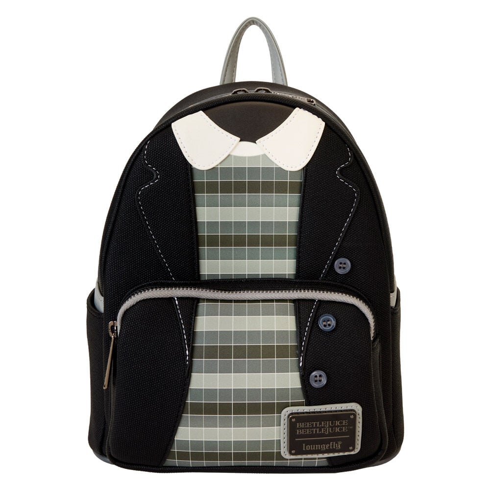 Mochila Loungefly de Lydia Deetz Beetlejuice 2 con diseño de cuadros