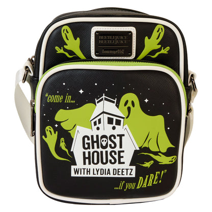 Bolso bandolera Ghost House de Beetlejuice 2 Loungefly en negro y verde lima - 2