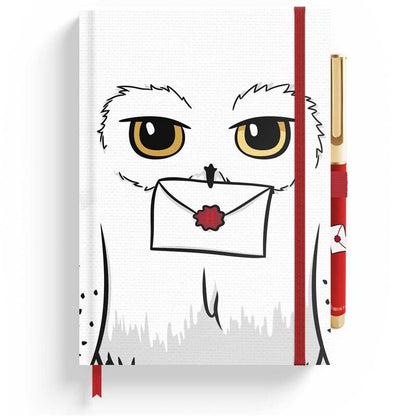 Cuaderno A5 de Hedwig Harry Potter con bolígrafo rojo y dorado