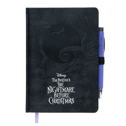 Cuaderno A5 negro de Pesadilla Antes de Navidad con bolígrafo morado