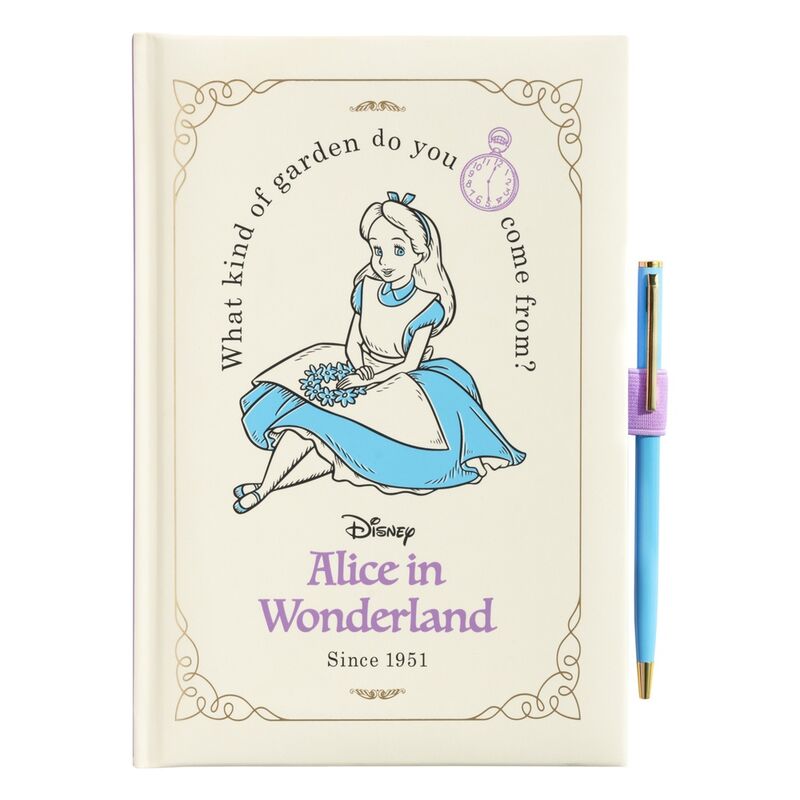 Cuaderno A5 Disney de Alicia en el País de las Maravillas con bolígrafo azul