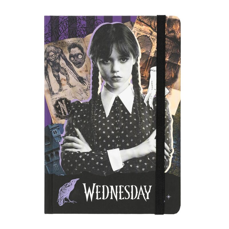Cuaderno A5 ERIK de Wednesday Addams con portada ilustrada y banda elástica
