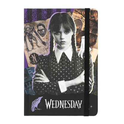 Cuaderno A5 ERIK de Wednesday Addams con portada ilustrada y banda elástica