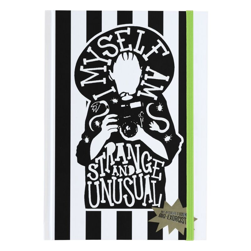 Cuaderno A5 Beetlejuice ERIK de tapa dura con diseño blanco y negro