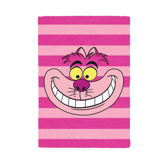Cuaderno A5 de felpa con Cheshire de Disney sobre rayas rosas